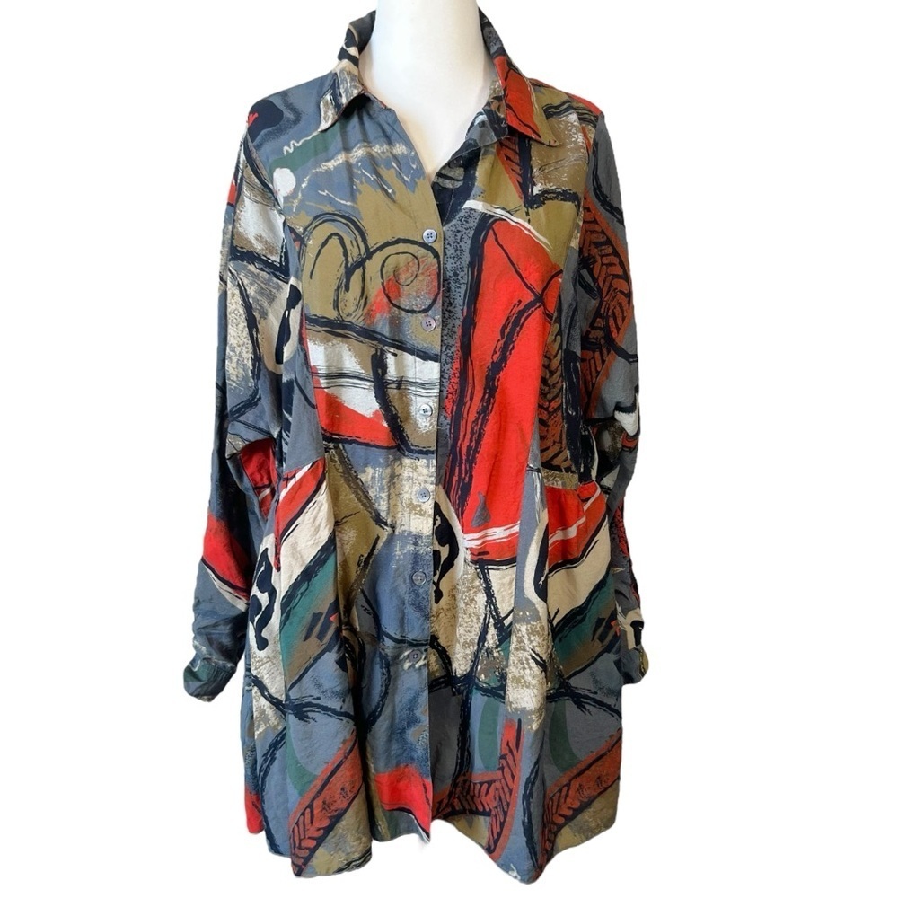 John Mark Multicolor Abstract Art To Wear Tunic Top